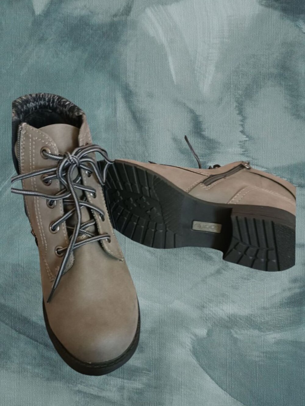 Sporto Womens Faux Suede Ankle Boots With Knit Collar & Lace-Up gray Size 7.5M - Picture 3 of 16